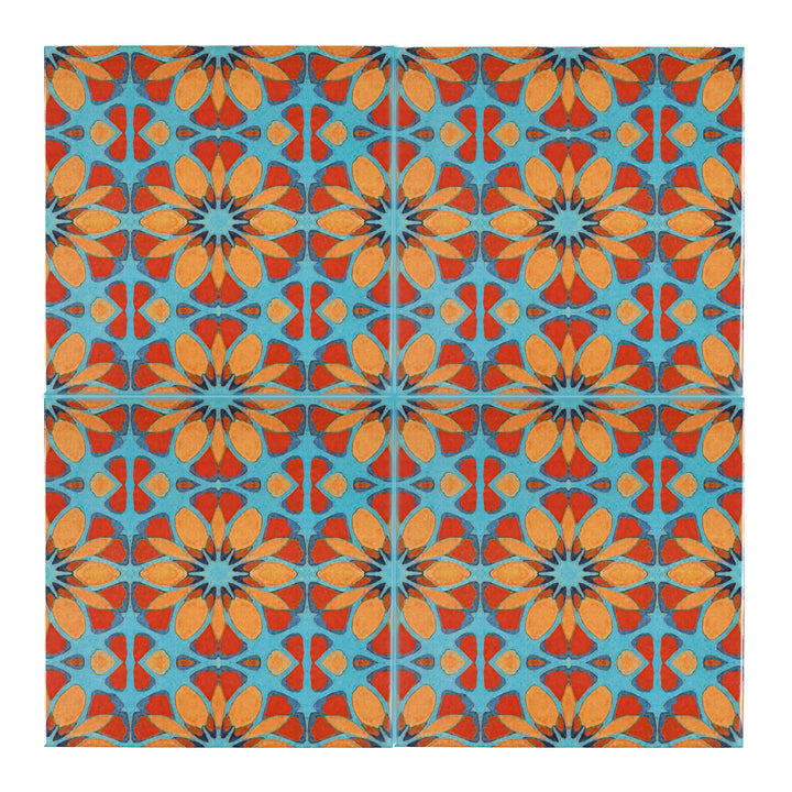 Moroccan Flower tiles - FIRED INK Version
