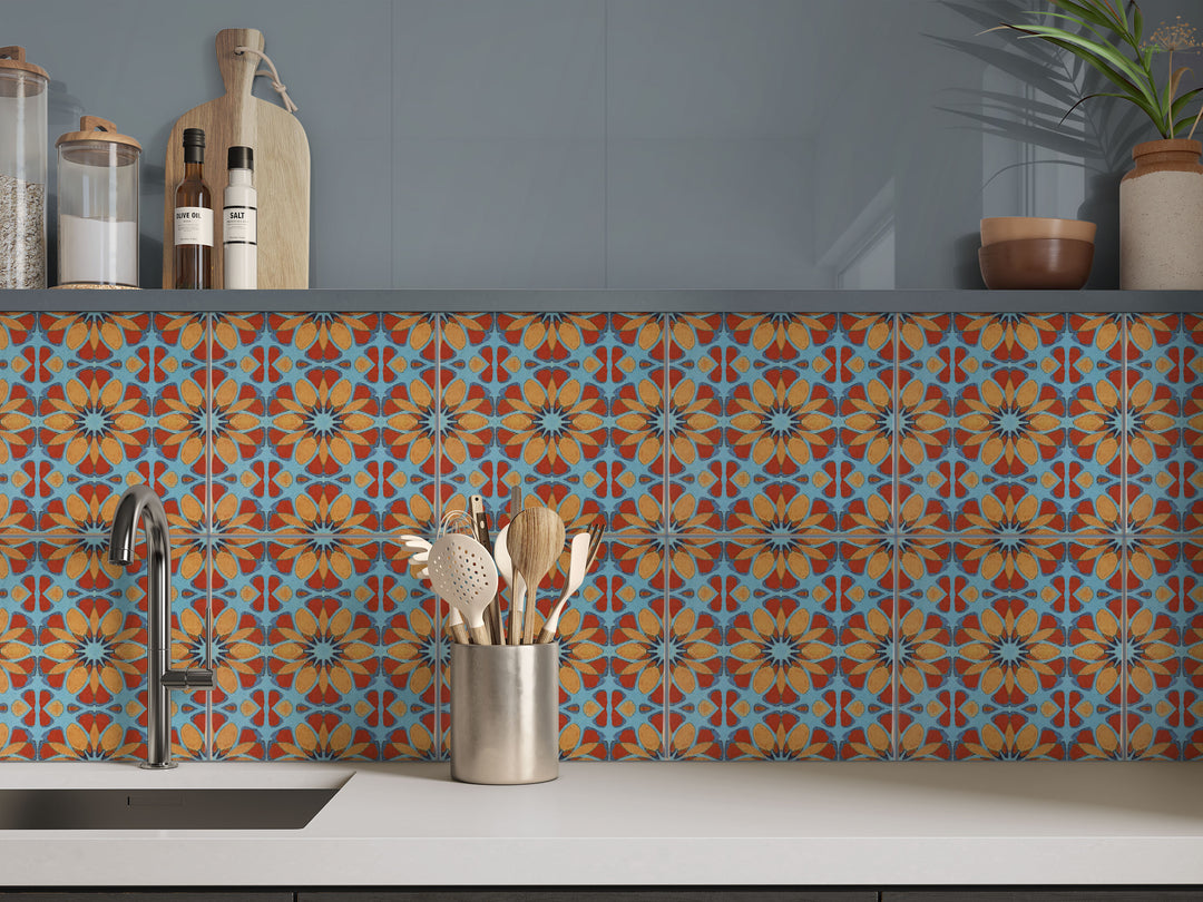Moroccan Flower tiles - FIRED INK Version