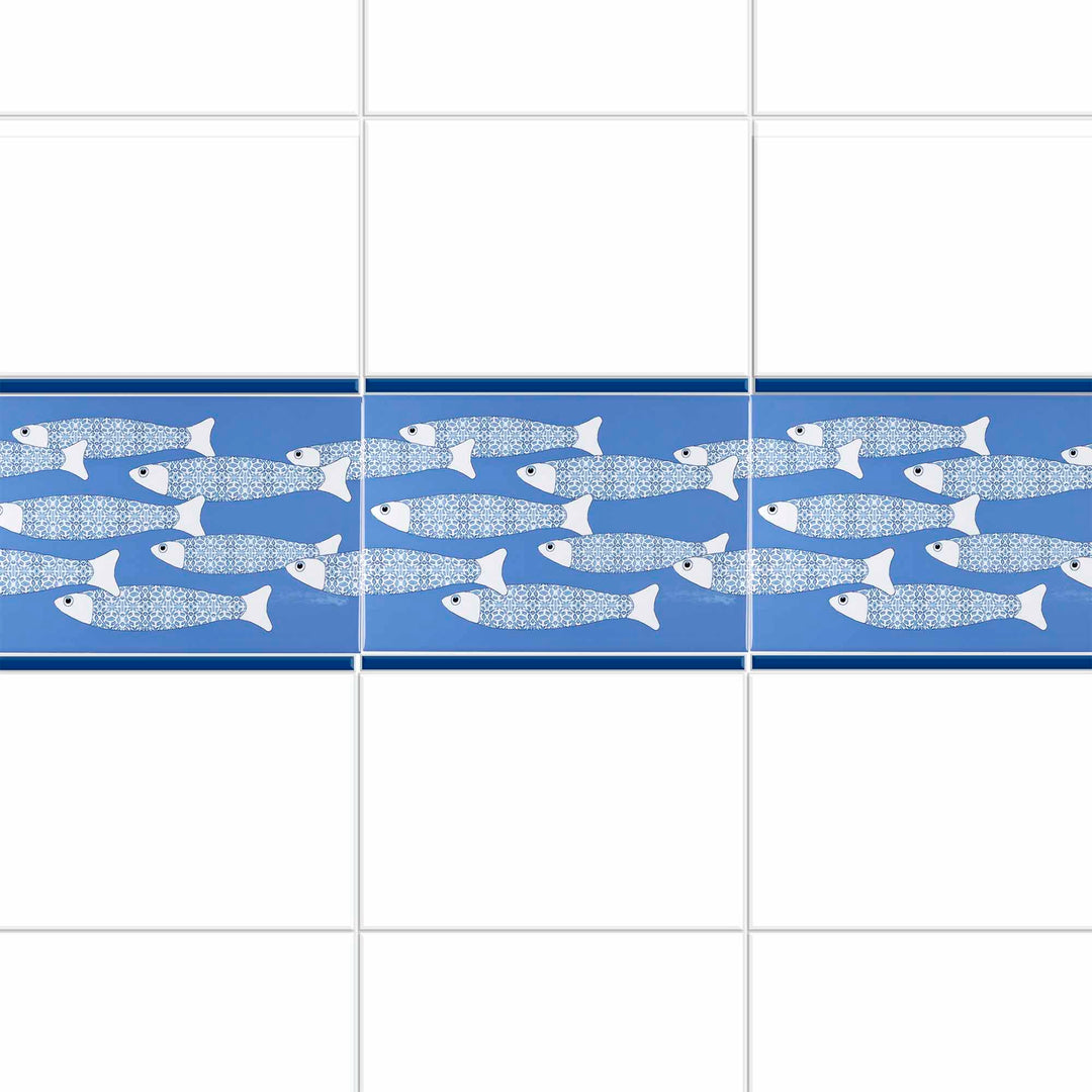 Ocean Shoal Mid Blue Border Tile – Rechteckig – 30x20cm