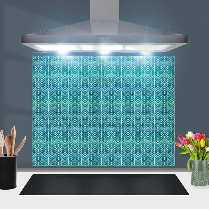 Interwoven Trees Art Nouveau Kitchen Splashback - Blue Turquoise Teal
