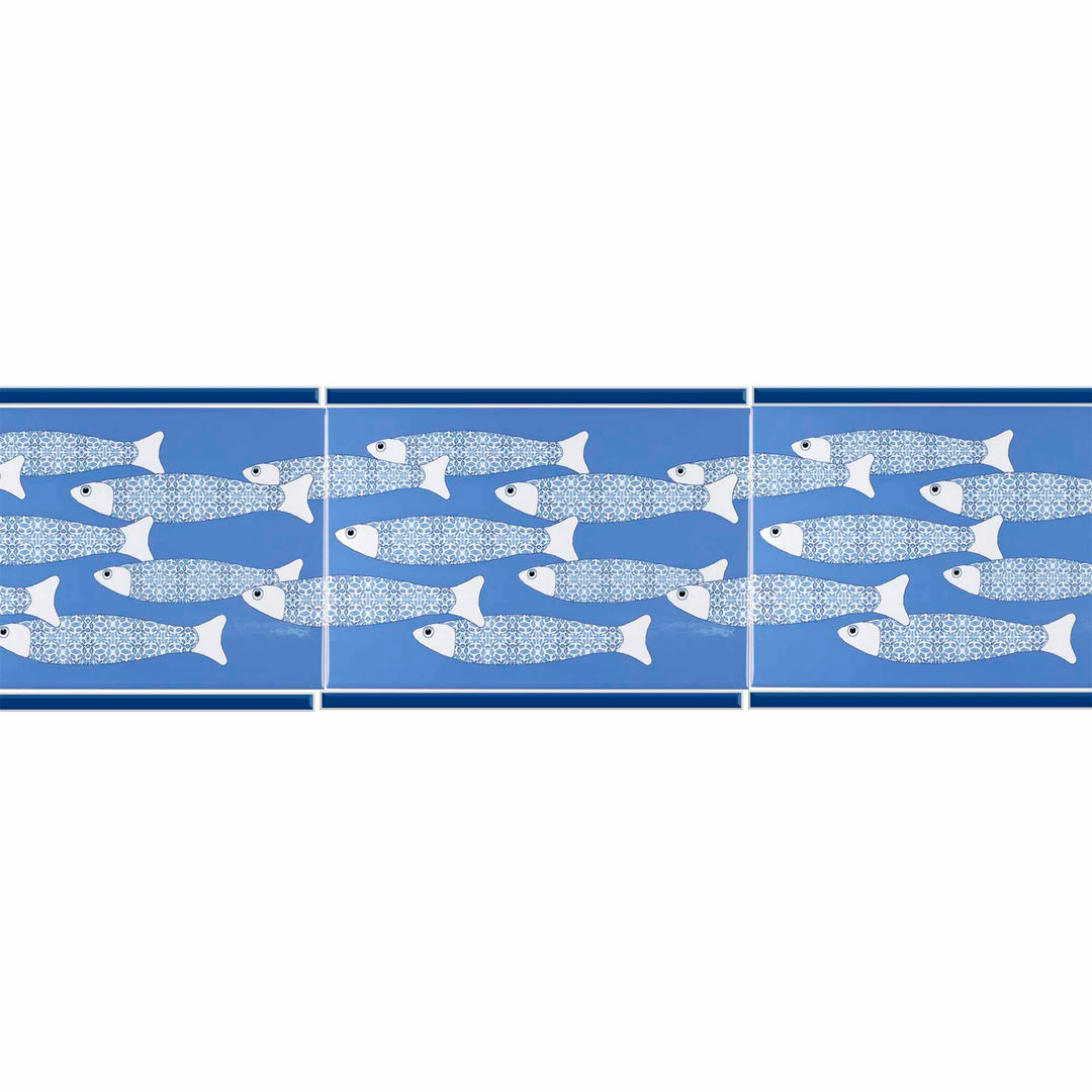 Ocean Shoal Mid Blue Border Tile – Rechteckig – 30x20cm