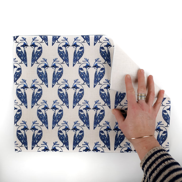 Lovebirds Fabric Placemat - Blue on White