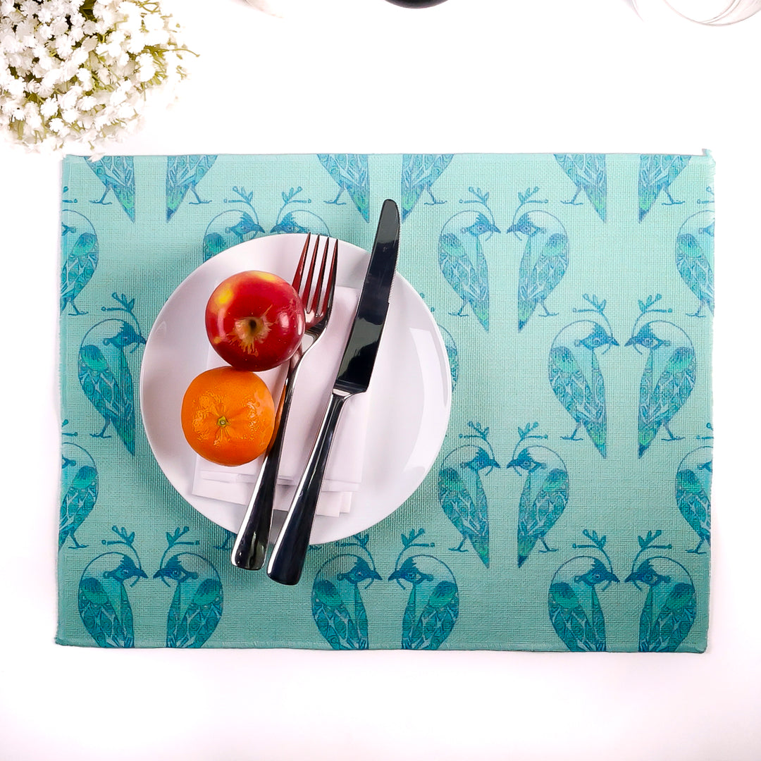 Lovebirds Fabric Placemat - Aqua