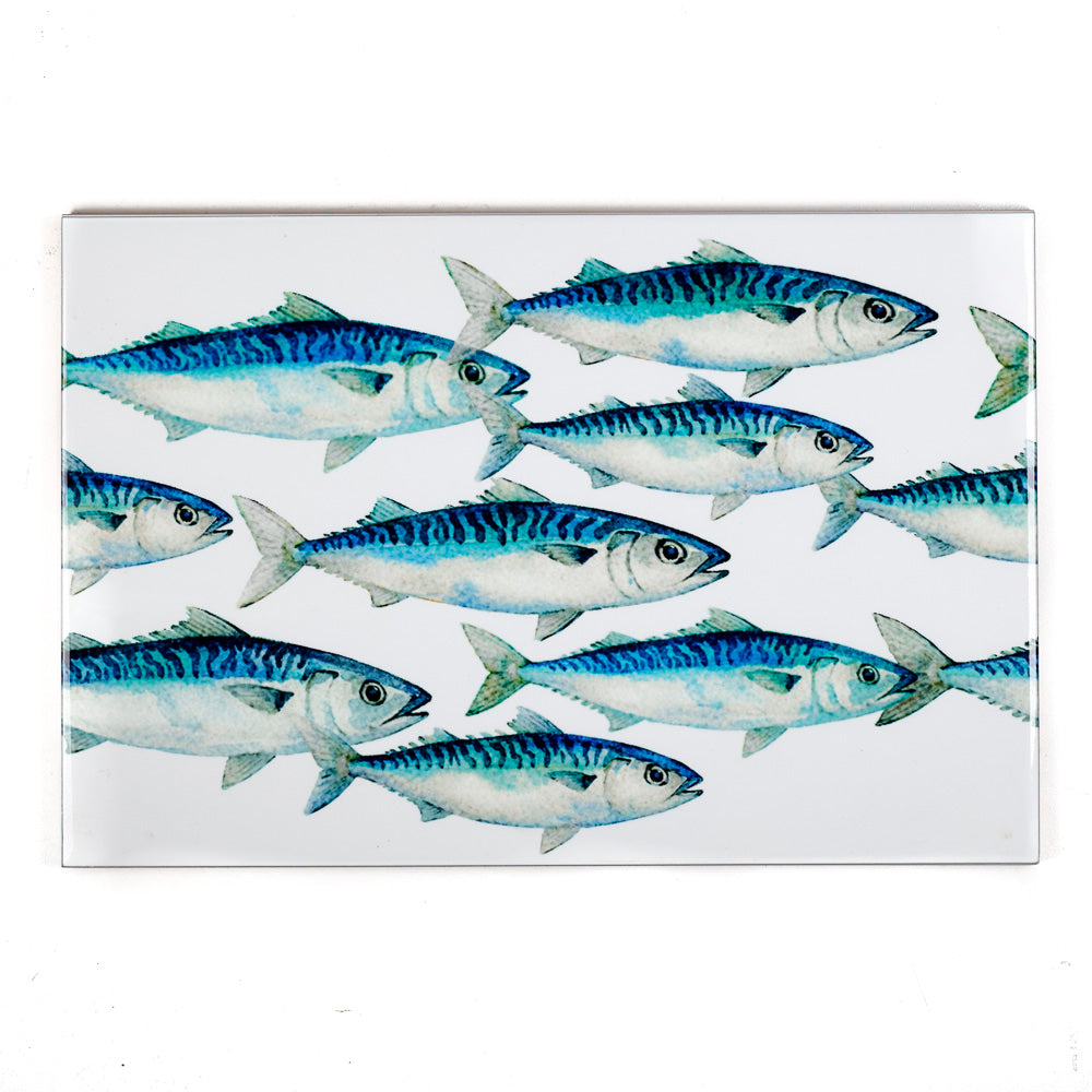 Mackerel Shoal on White - Rectangular - 30x20cm (12x8 inches)