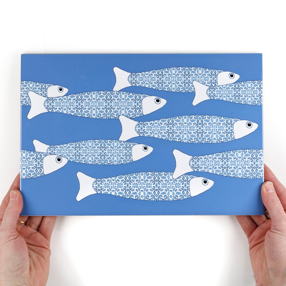 Ocean Shoal Mid Blue Border Tile – Rechteckig – 30x20cm