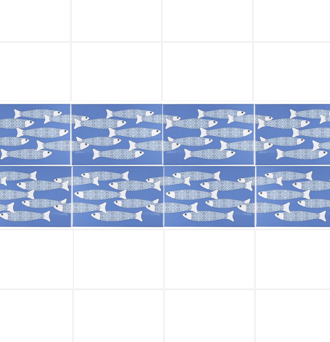 Ocean Shoal Mid Blue Border Tile – Rechteckig – 30x20cm