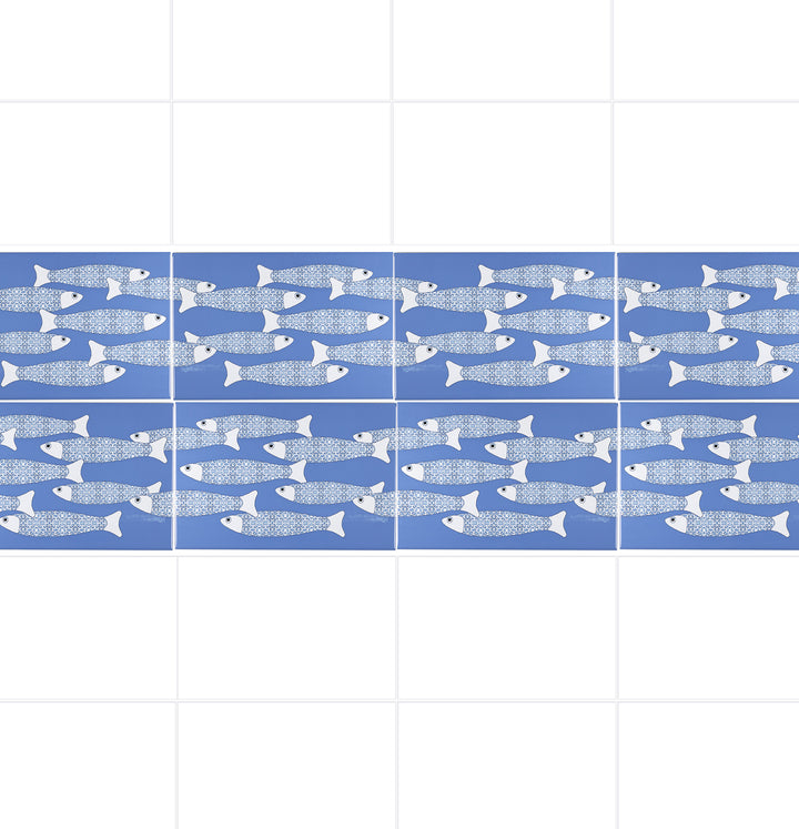 Ocean Shoal Mid Blue Border Tile – Rechteckig – 30x20cm