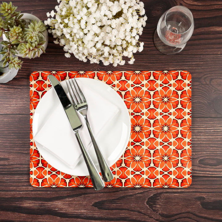 Moroccan Flower Placemat - Orange Apricot Cream