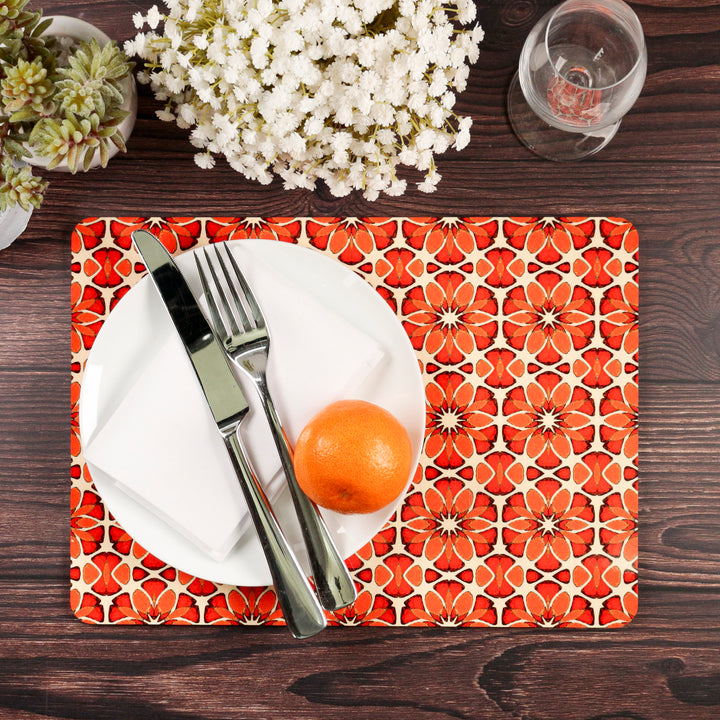 Moroccan Flower Placemat - Orange Apricot Cream
