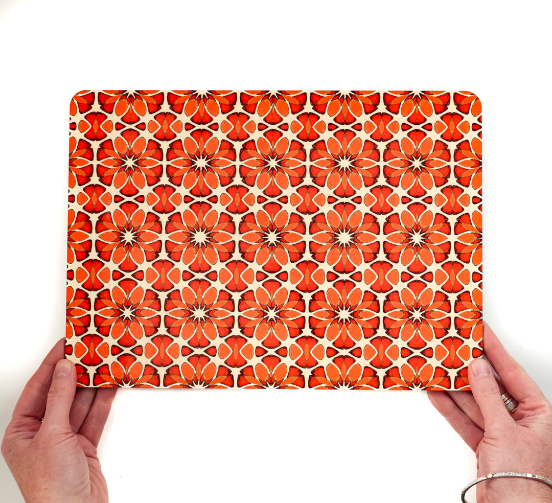 Moroccan Flower Placemat - Orange Apricot Cream