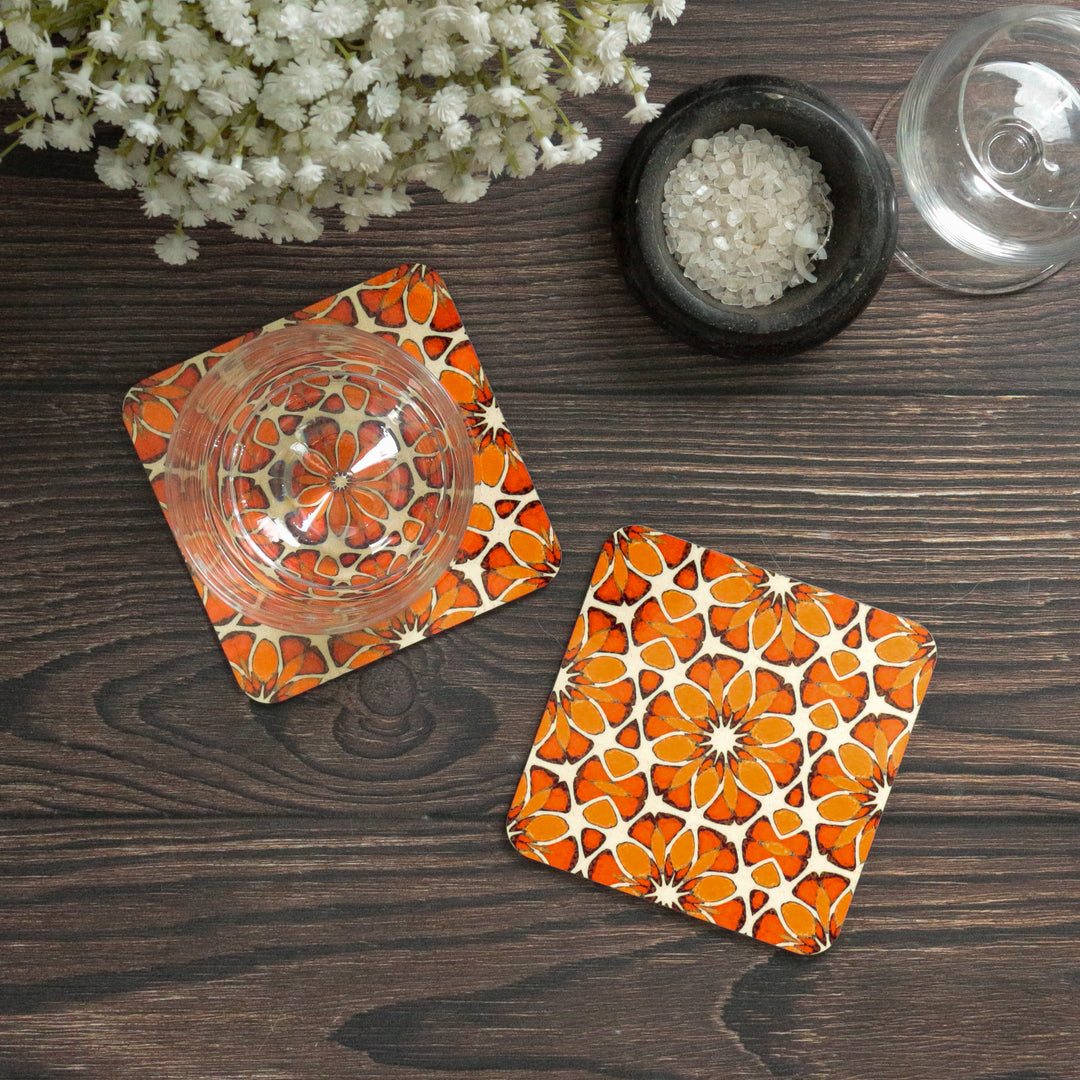 Moroccan Flower Placemat - Orange Apricot Cream