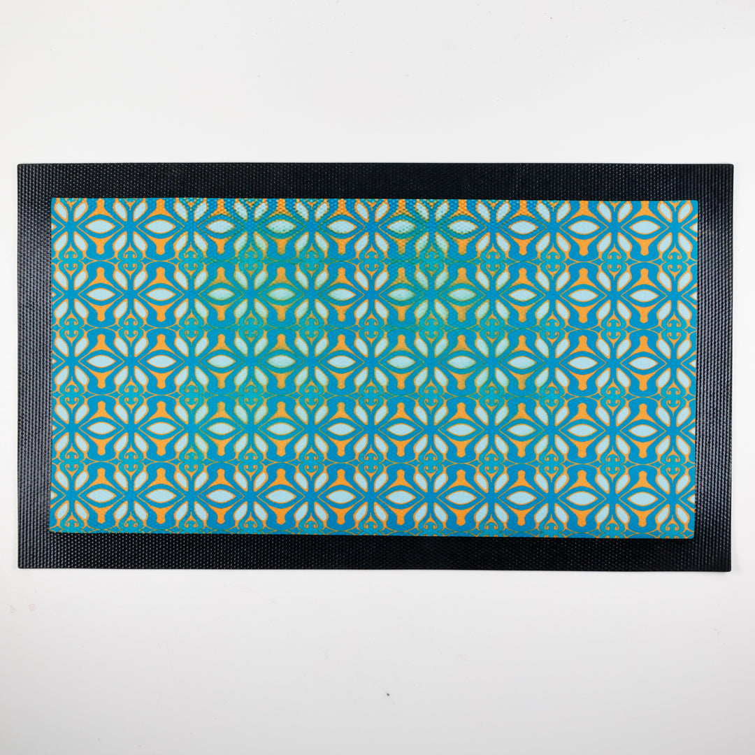 SALE SECOND - Turquoise Orange Moroccan Pattern Pet Food Mat