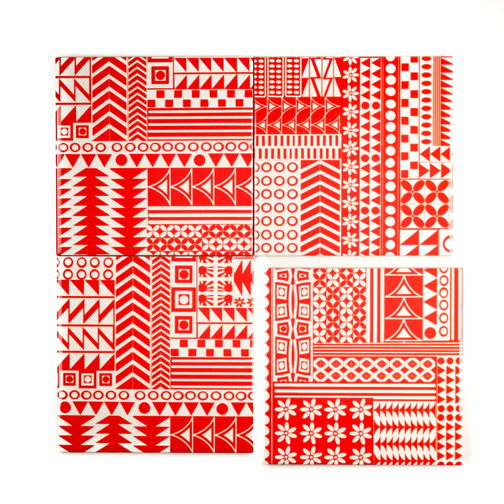 SALE SET - 6 x 15.2cm Mix and Match Orange Geometric Ceramic tiles