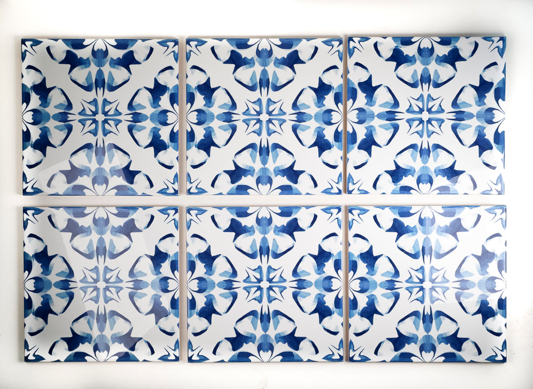 SALE SET - 6x 20cm Vintage country style - blue Delft decorative tiles ...