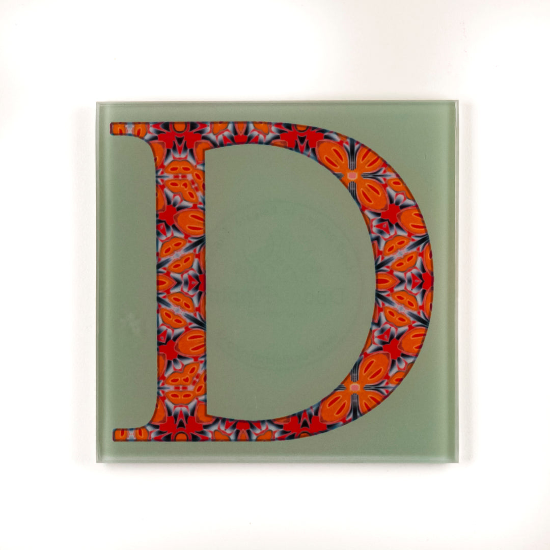 SALE Single Coaster (square) - Letter "D" (pale green)