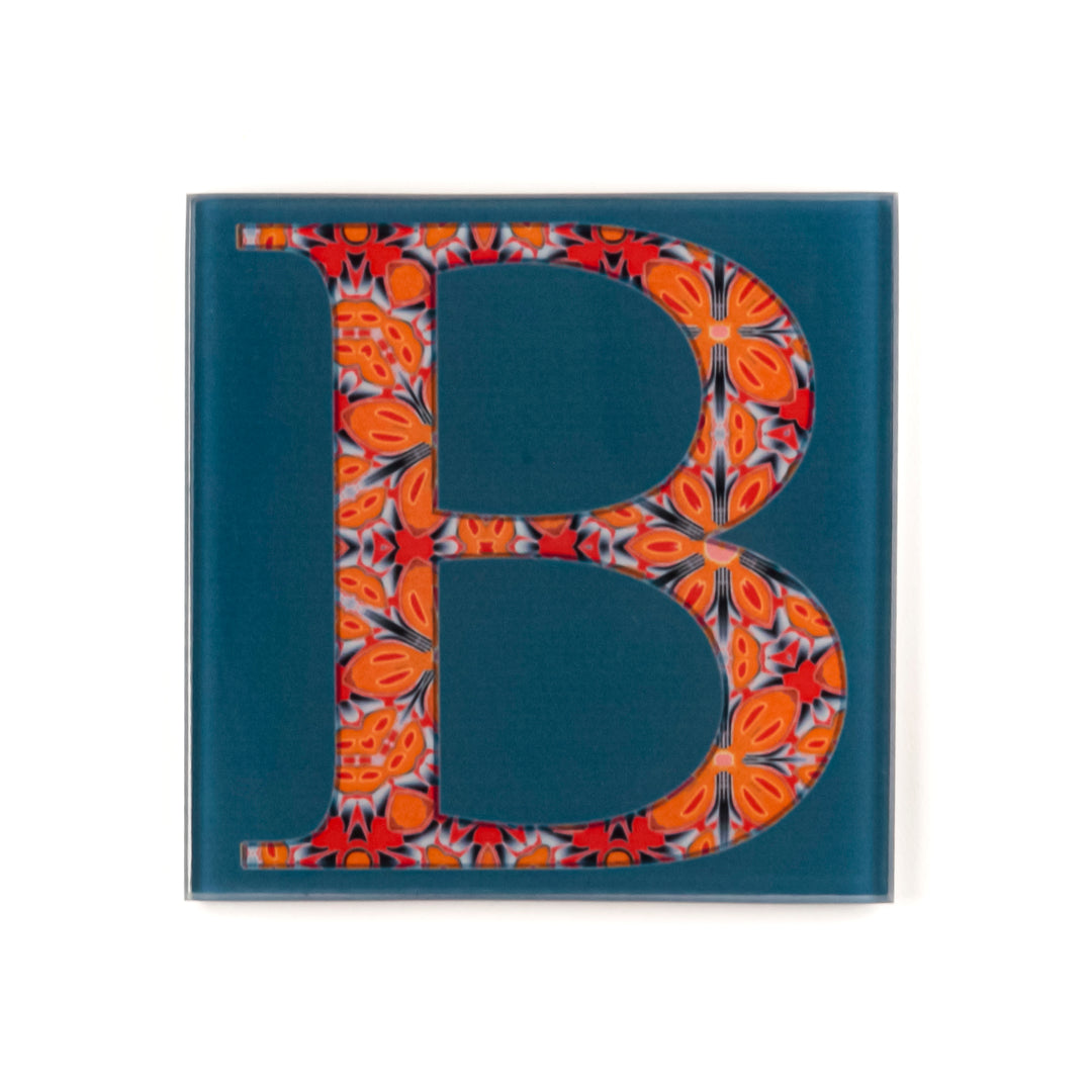 SALE Single Coaster (square) - Letter "B" (teal)