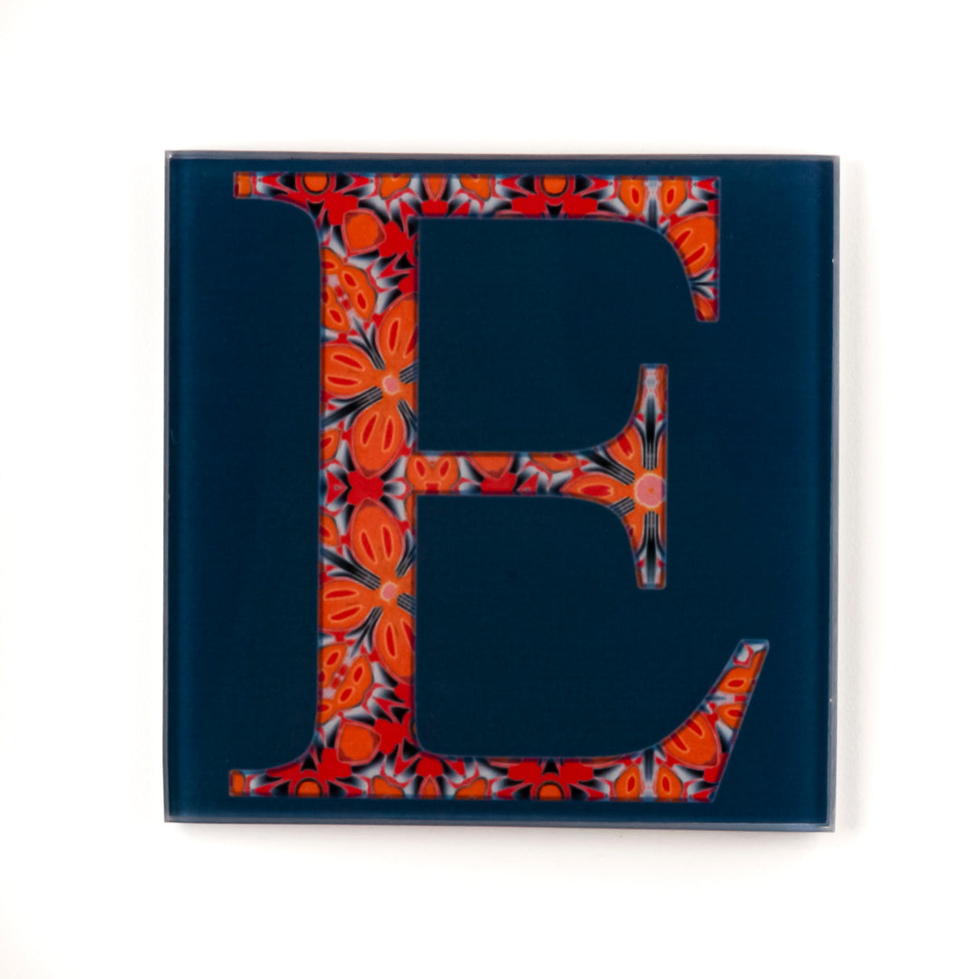 SALE Single Coaster (square) - Letter "E" (dark blue)