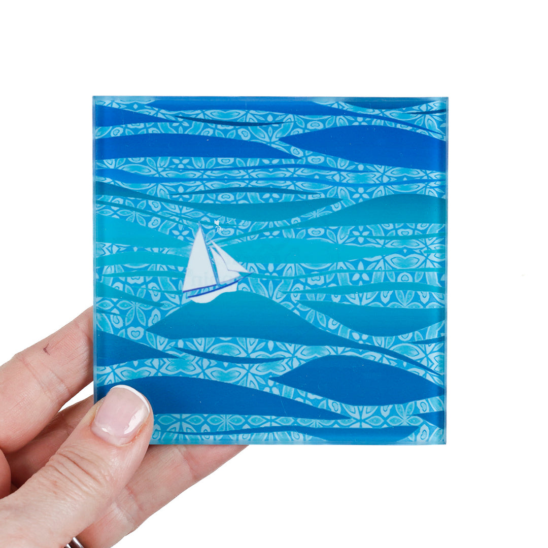 SALE - Set of 3x Caribbean Sailing Square Coasters