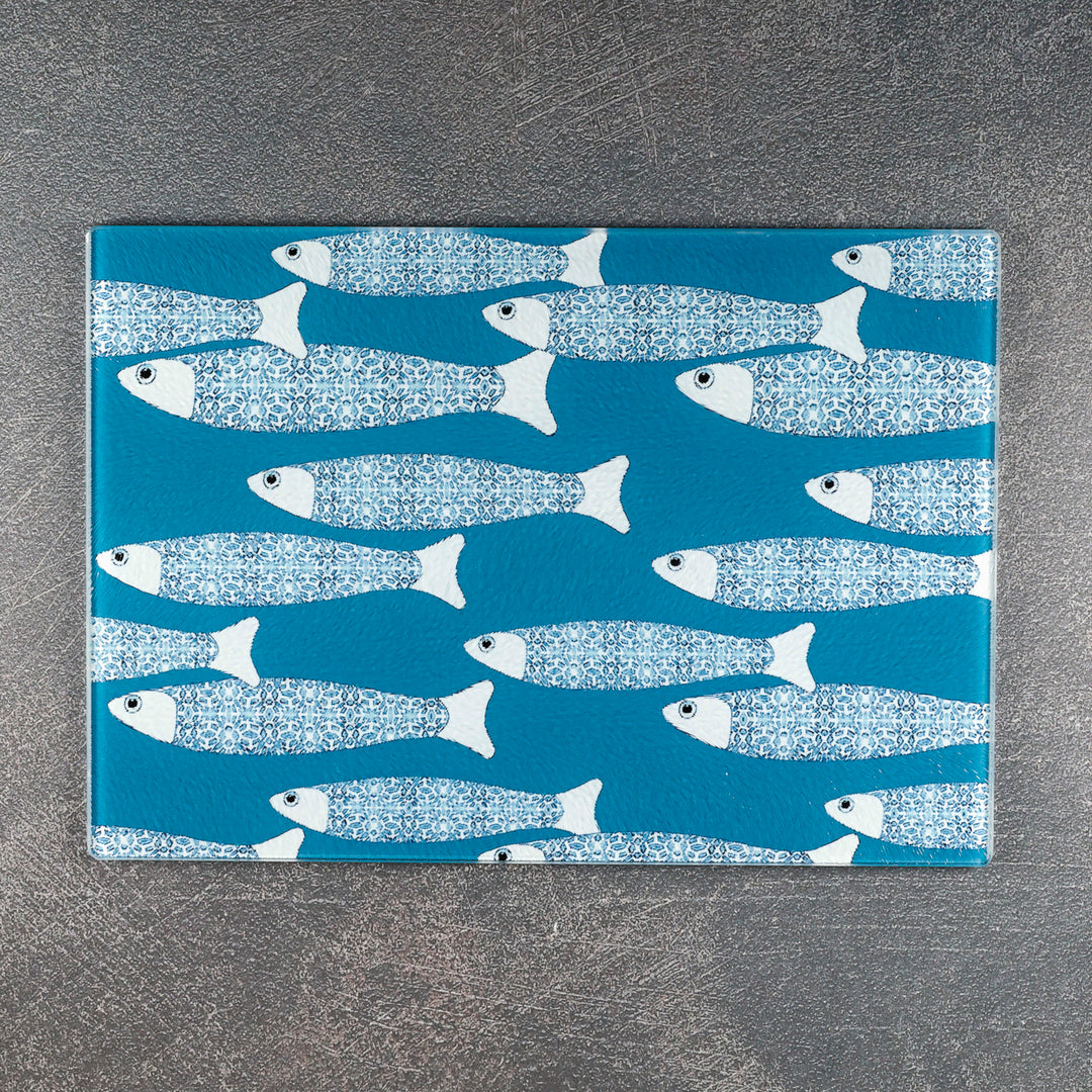 SALE - Sky Blue Ocean Shoal - Small rectangular Worktop Saver (textured)