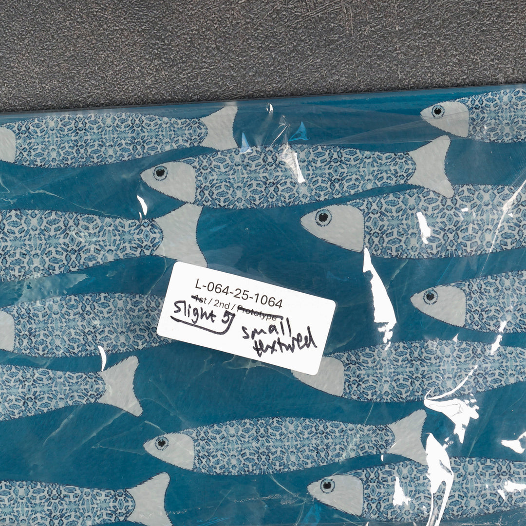 SALE - Sky Blue Ocean Shoal - Small rectangular Worktop Saver (textured)