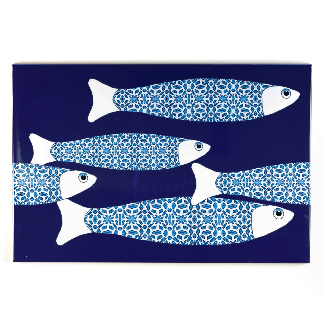 SALE SECONDS - 5x Navy Blue Ocean Shoal - Border version - Large Rectangular Tiles - 30x20cm