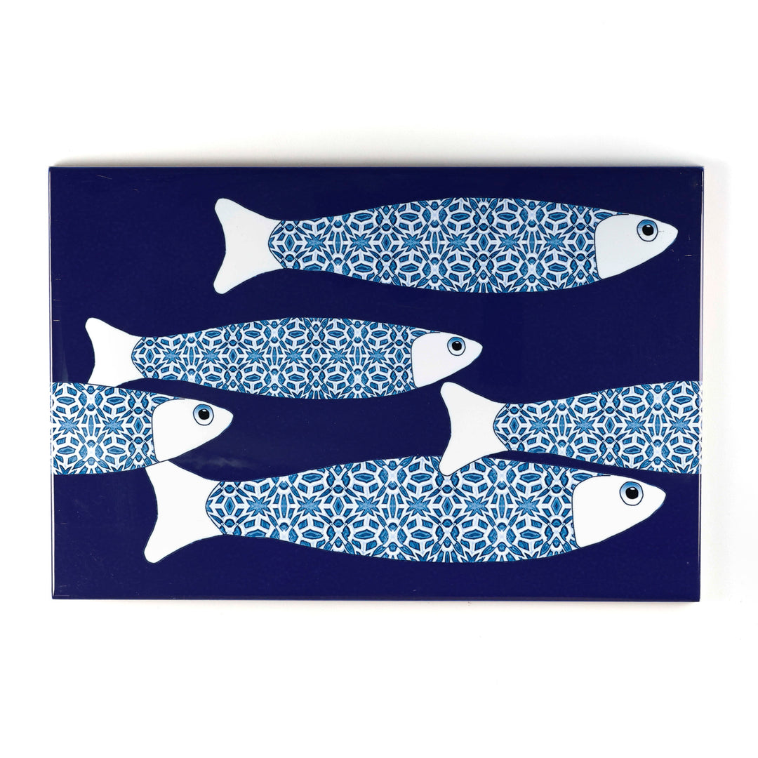 SALE SECONDS - 5x Navy Blue Ocean Shoal - Border version - Large Rectangular Tiles - 30x20cm