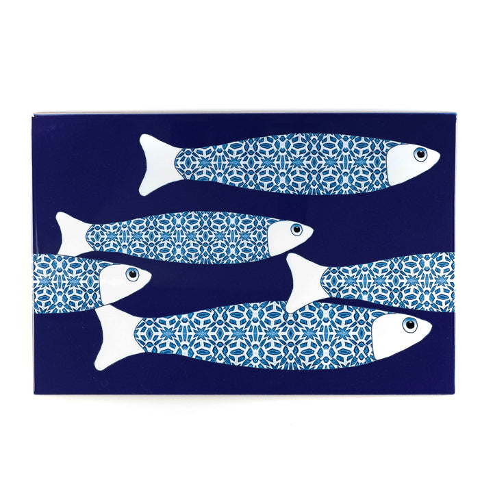 SALE SECONDS - 5x Navy Blue Ocean Shoal - Border version - Large Rectangular Tiles - 30x20cm