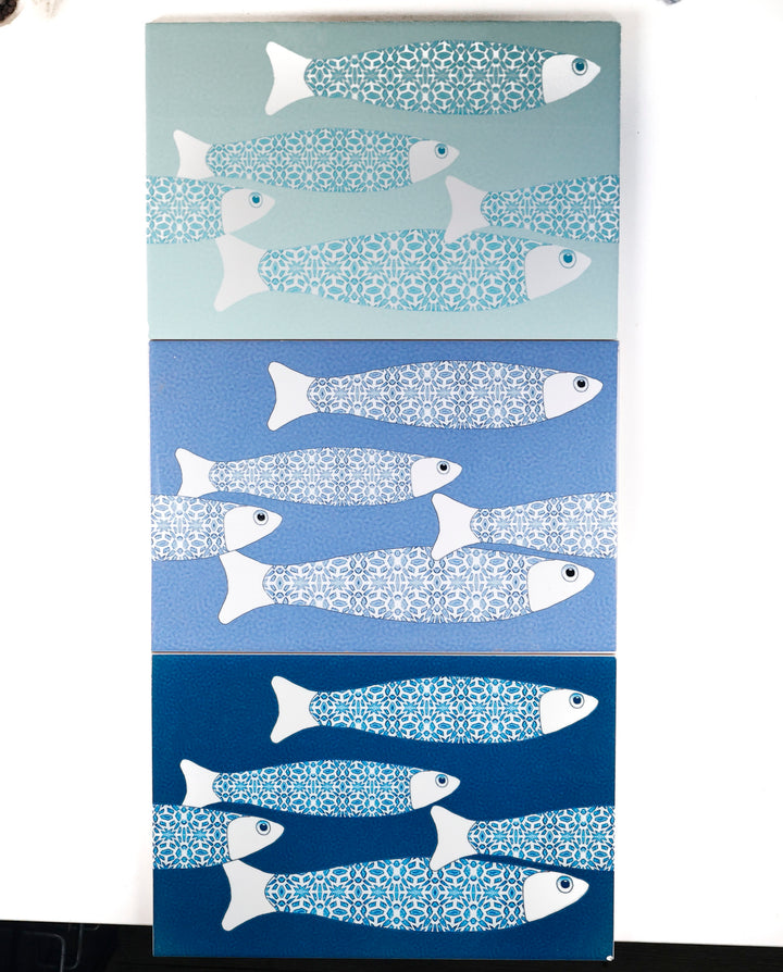 SALE SECONDS - 3x Mixed Ocean Shoal designs - Large Rectangular Tiles - 30x20cm