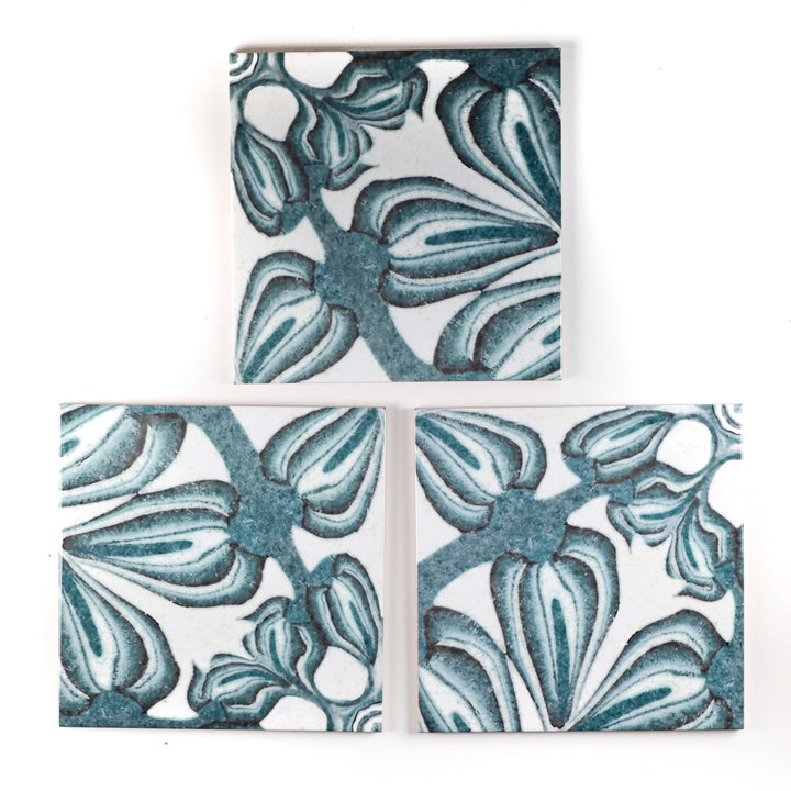 SALE SET : 6 x 20cm tiles - Hedera - Mixed Floral - Vintage design