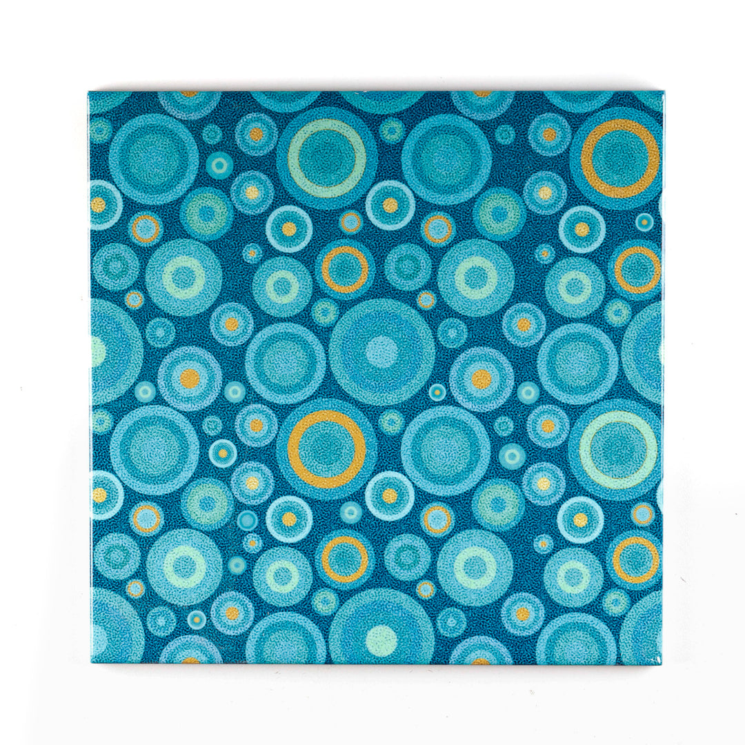 SALE - Set of 9 x 20cm Tiles - Mixed Blue/Orange - Patchwork Design