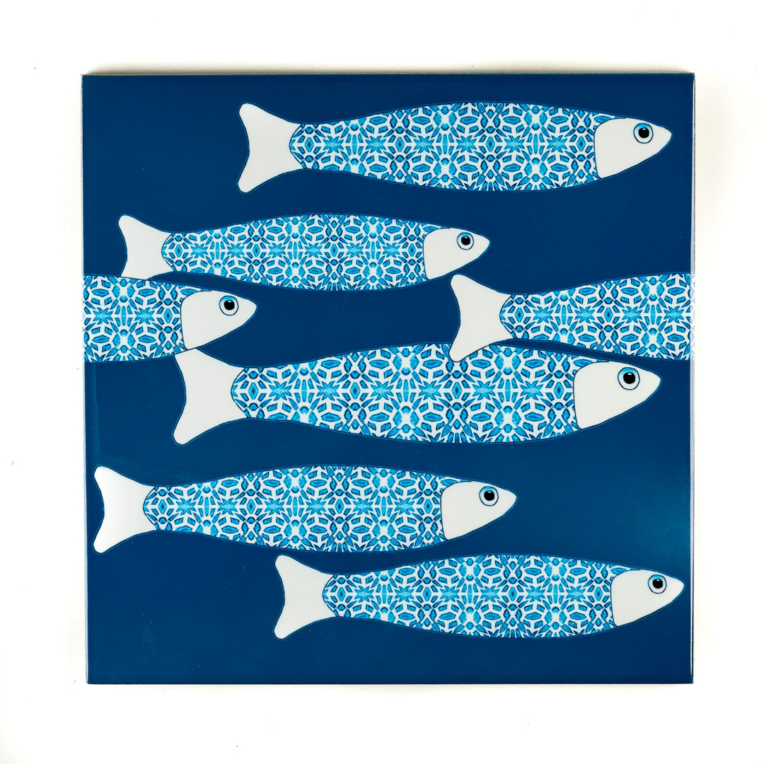SALE SECOND SET - 6 x 20cm - Teal Ocean Shoal border tiles