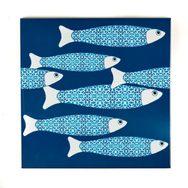 SALE SECOND SET - 6 x 20cm - Teal Ocean Shoal border tiles