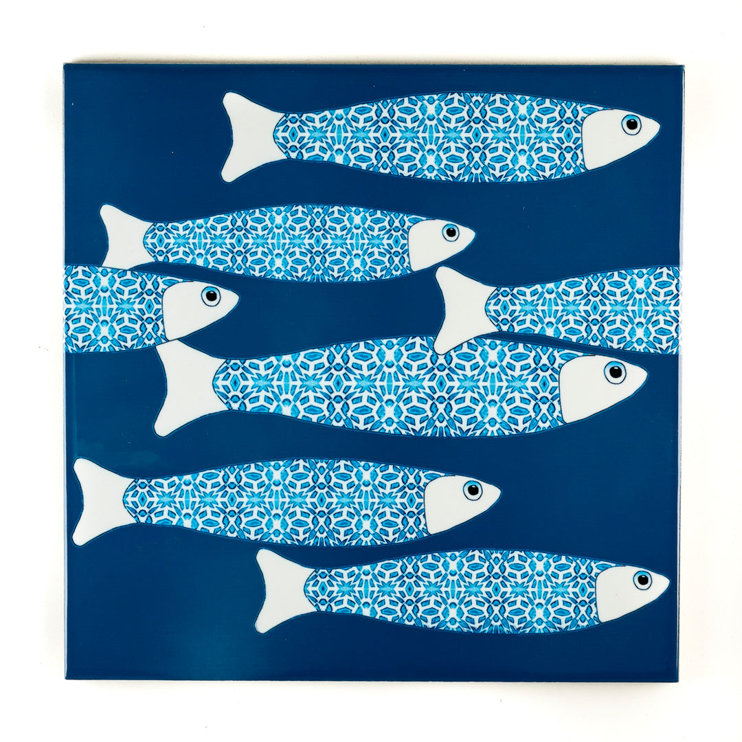 SALE SECOND SET - 6 x 20cm - Teal Ocean Shoal border tiles
