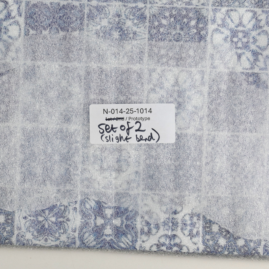 SALE SECONDS - 2x Cork Placemats - Blue &amp; White - Multi-tile design