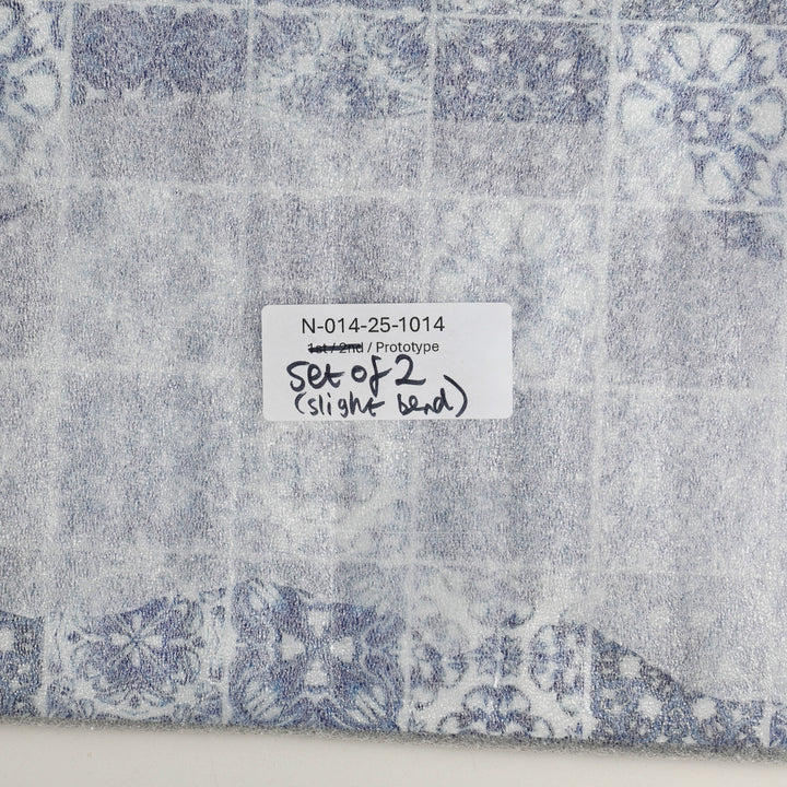 SALE SECONDS - 2x Cork Placemats - Blue &amp; White - Multi-tile design