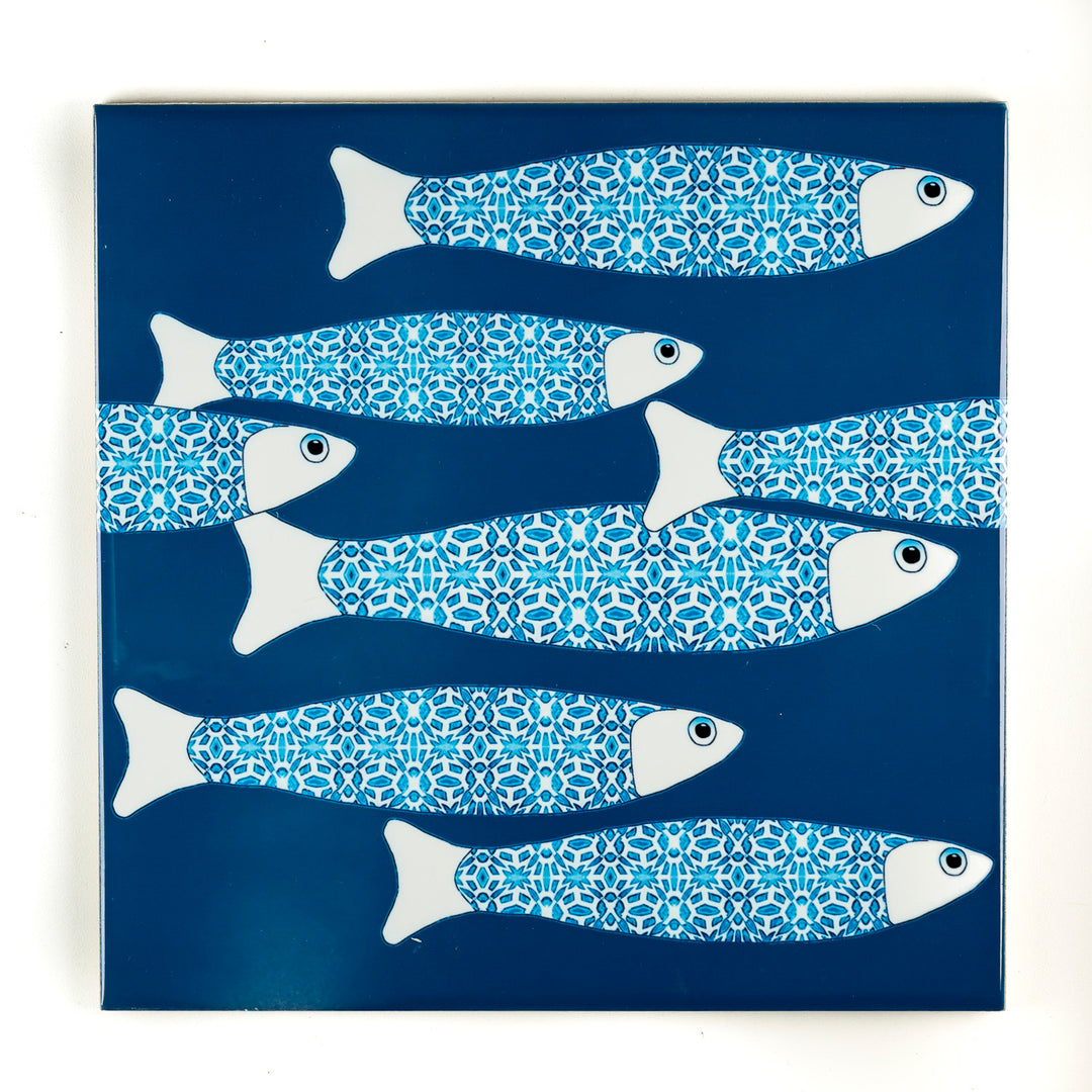 SALE SECOND SET - 6 x 20cm - Teal Ocean Shoal border tiles