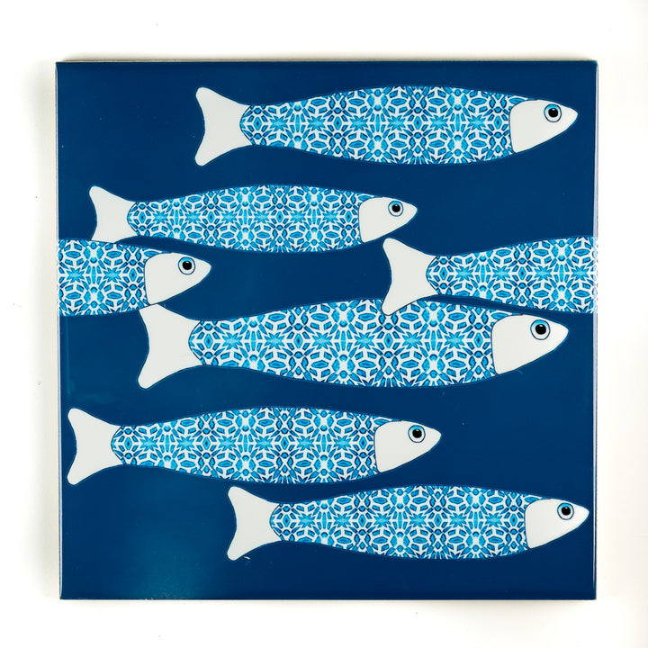 SALE SECOND SET - 6 x 20cm - Teal Ocean Shoal border tiles