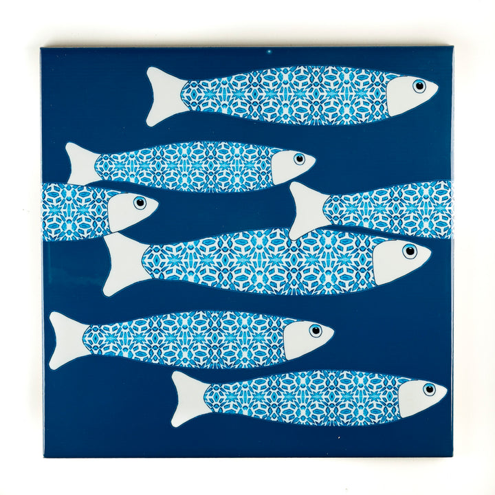 SALE SECOND SET - 6 x 20cm - Teal Ocean Shoal border tiles
