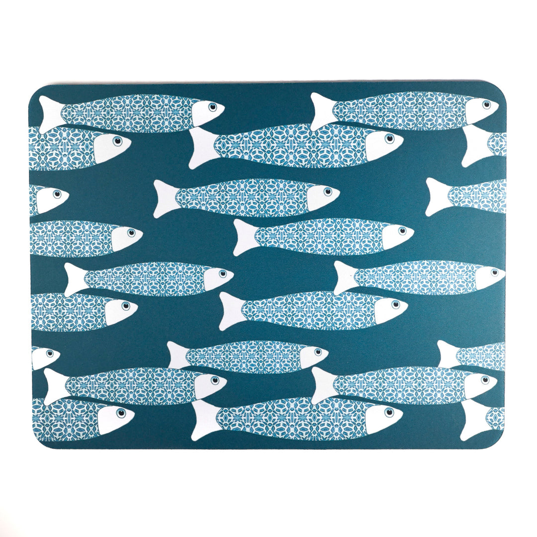 SALE - Teal/Dark Green Ocean Shoal Large Pet Food Mat