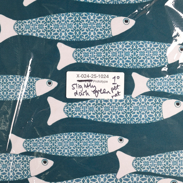 SALE - Teal/Dark Green Ocean Shoal Large Pet Food Mat