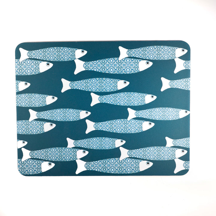 SALE - Teal/Dark Green Ocean Shoal Large Pet Food Mat