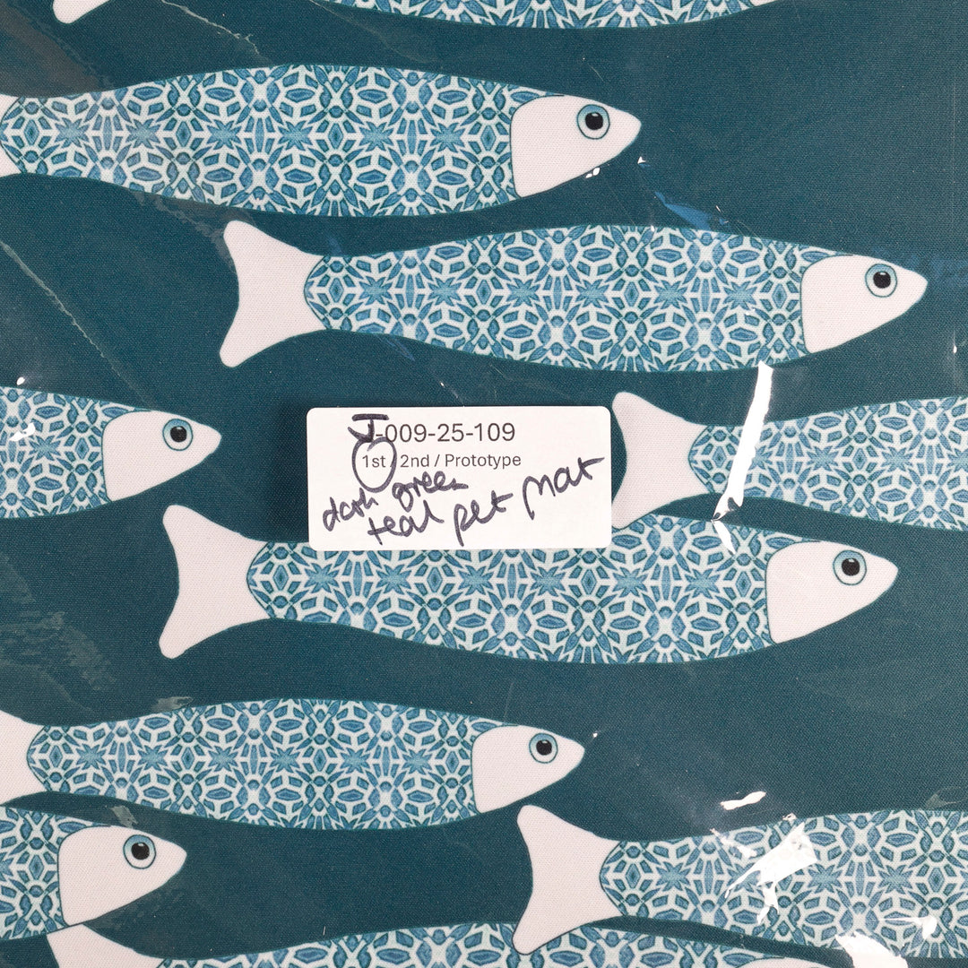 SALE - Teal/Dark Green Ocean Shoal Large Pet Food Mat