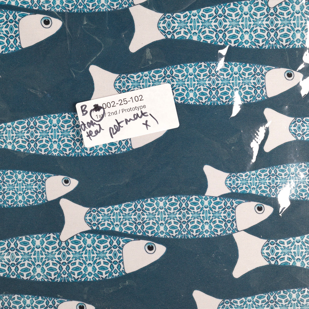 SALE - Teal Ocean Shoal Large Pet Food Mat