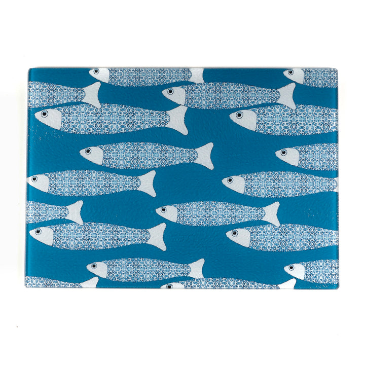 SALE - Sky Blue Ocean Shoal - Small rectangular Worktop Saver (textured)