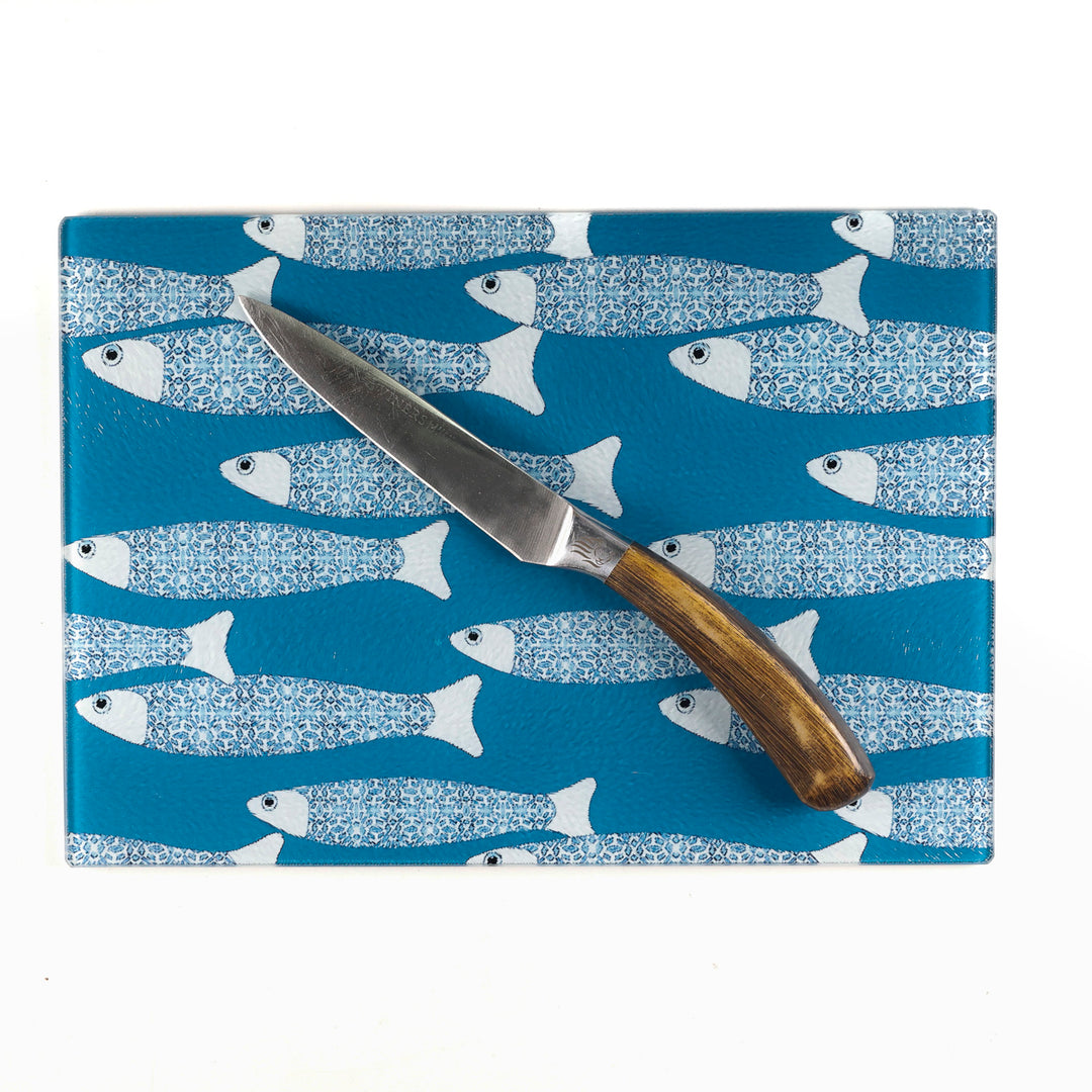 SALE - Sky Blue Ocean Shoal - Small rectangular Worktop Saver (textured)