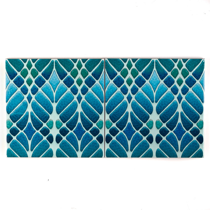 SALE - 2 x 15.2cm Large Scale Green/Blue Interwoven Trees