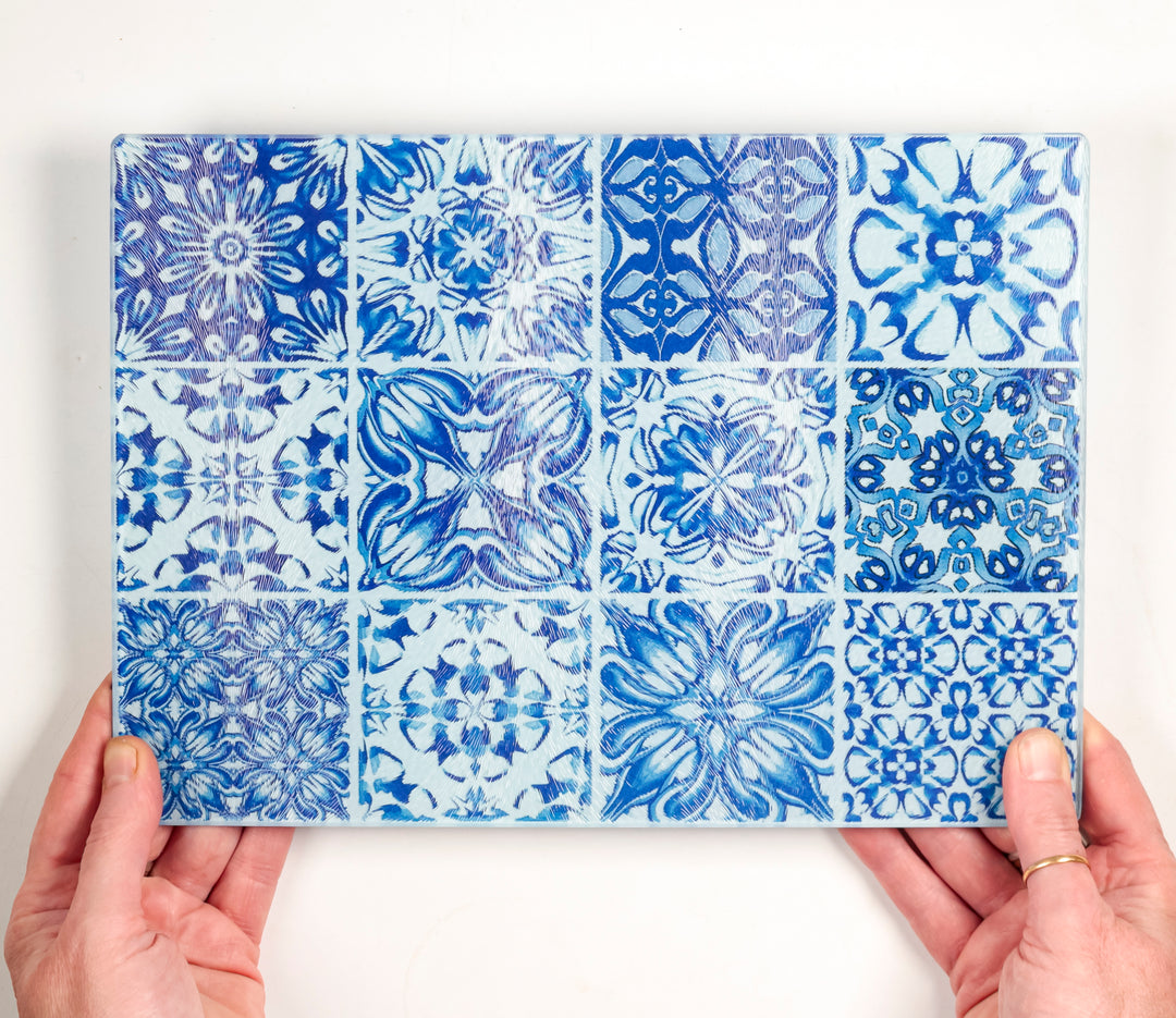 SALE SECOND - Delft Mixed Tile - Small Rectangular Worktop Protector (textured)