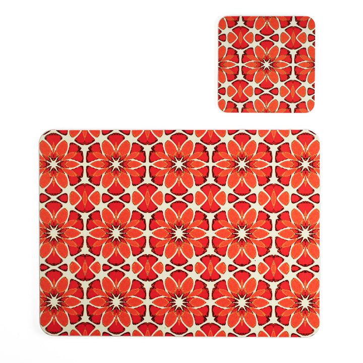 Platzset "Marokkanische Blume" - Orange Aprikose Creme