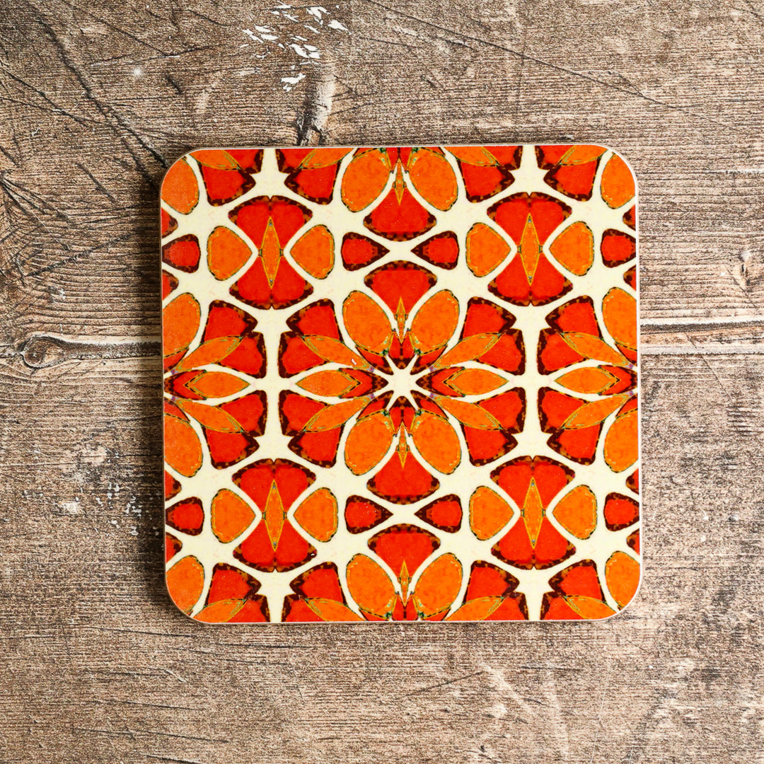 Platzset "Marokkanische Blume" - Orange Aprikose Creme