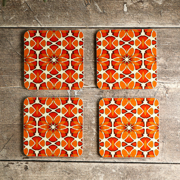 Platzset "Marokkanische Blume" - Orange Aprikose Creme